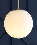 Dope White And Brass Modern Globe LED Pendant Light For Kitchen Island Industrial Hanging Ceiling Lamp With White Glass Globe Shade 7.75 Inch