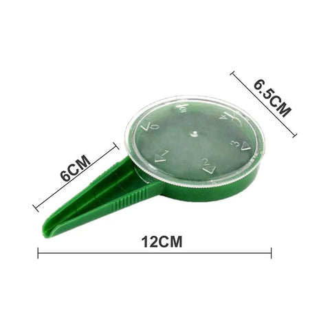 Handheld Seed Planter Tool With Five Level Adjustable Seeder For Tiny Seeds Seed Spreader Seed Dispenser And Sower Durable Plastic Garden Tool For Quick Mess Free Planting In Your Garden, green with size dimensions visible