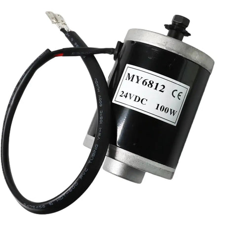 24V 100W Brushed DC Scooter Motor With 9 Tooth Sprocket Kit For Electric Scooters Delivers 2700 RPM And 0.35 Nm Torque Instant Rotation Recovery Snappy Power Smooth Ride Easy Plug And Play Install, black metal motor with wire lead