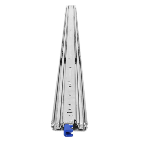 Built Tough Heavy Duty Drawer Slides With A Dead Smooth 3 Fold Guide Rail Crafted From Rust Proof Cold Rolled Steel For Rock Hard 300 Pound Cabinet Builds That Handle Daily Wear Without Skipping A Beat, showing a close-up of the rail.