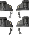 Universal Roof Rack Mounting Kit With Quick Release Caliper Clips For Car Roof Racks And Luggage Carriers Tool Free One Click Attachment Secure No Hassle Fastening Four Piece Set, close-up view of clamps