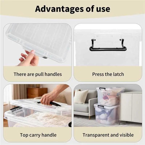 Eight Pack 90 Quart Clear Stackable Plastic Storage Bins With Lids Closet Garage Office Heavy Duty Build Game Changing Organization Smooth Stacking And Prime Space Saving Solutions