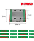 Beefed Up High Precision Linear Guide System For CNC Machines And 3D Printers With Carriage Block, Slider Rails, Bearings, And Motion Control For Automation And Semiconductor Workflows, MGW15C Compatible, 60x54.8mm block
