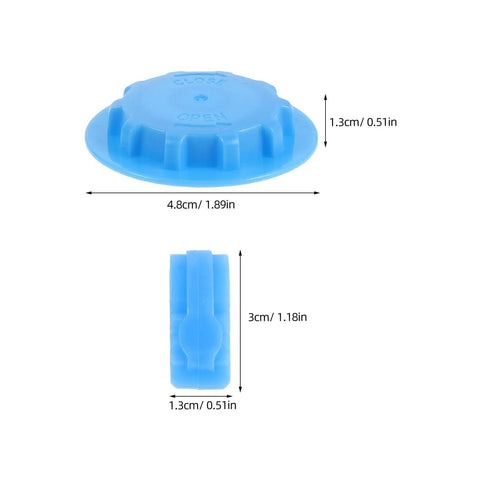 20 Pack Vacuum Bag Valve Plug Set for Leakproof Sealing with blue cap and clip dimensions displayed