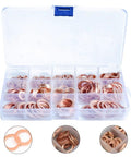 Super 280pcs Purple Copper Flat Washers M5 M20 Metric Kit For Auto Hybrid Electric Sealing Jobs Where Brass Gaskets Offer Heat Resistance And Wear Protection For Heavy Duty Usage On Your DIY Projects And Engine Repair Tasks At Home Right Now in plastic organizer case