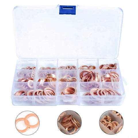 Super 280pcs Purple Copper Flat Washers M5 M20 Metric Kit For Auto Hybrid Electric Sealing Jobs Where Brass Gaskets Offer Heat Resistance And Wear Protection For Heavy Duty Usage On Your DIY Projects And Engine Repair Tasks At Home Right Now in plastic organizer case