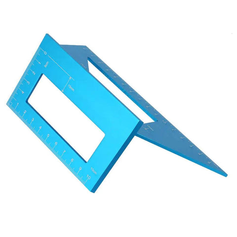 No Sweat Precision 45 And 90 Degree Miter Gauge Layout Tool Rock Solid Aluminum Alloy Woodworking Saddle Square in blue.