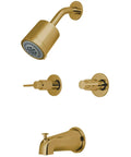 NuvoFusion Double-Handle Tub And Shower Faucet In Polished Brass With Durable Brass Construction, Washerless Cartridge