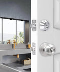 Double Keyed Deadbolt Lock With Keyed On Both Sides And Two Way Adjustable Cylinder For Privacy Or Passage, Satin Stainless Steel Finish, Solid Copper Core, Built Tough Heavy Duty Steel Latch For Maximum Security installed on a white door.