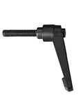 Side view of black M8x40mm adjustable clamping lever with threaded stud and push-button lock