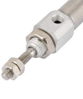 Close-up of stainless steel mini air cylinder double acting pneumatic actuator 30mm stroke built to last for industrial automation