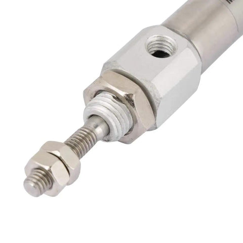 Close-up of stainless steel mini air cylinder double acting pneumatic actuator 30mm stroke built to last for industrial automation