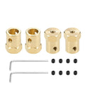 Set of four 8mm Hex Brass Shaft Coupler Flexible Motor Connector For RC Cars And Wheels with screws and hex keys