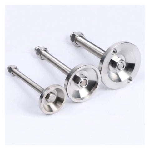 Rugged Heavy Duty Adjustable Leveling Feet M10x50mm Thread Set Of Four Quick Twist Lock for shop racks, stainless steel bolts.