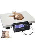 Built Like A Tank 660 Lb Heavy Duty Digital Livestock Scale With Roomy Stainless Platform and a cat resting on it.