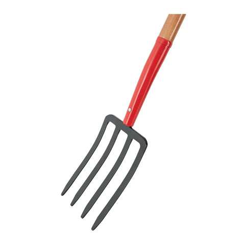 Spading Fork With 4 Tine Steel Head 30 Inch Wood D Handle Tough As Nails Garden And Landscaping Digging Fork Model 30293