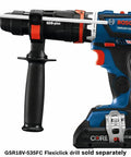 18V FlexiClick Compatible SDS-Plus Rotary Hammer Attachment With Side Handle, Heavy-Duty Boss-Level Hammer Drill Upgrade, Brushless Power, 0.74 Ft-Lbs Impact Energy, 3/8 Inch Chuck, Compact And Versatile
