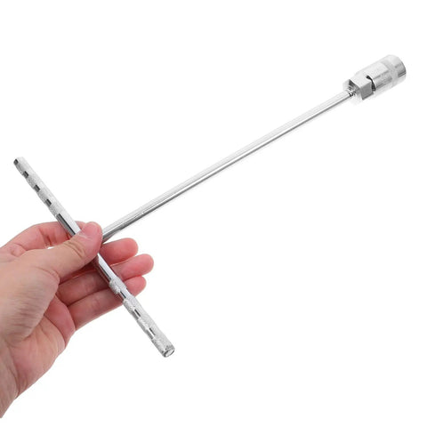 Heavy Duty T Handle Socket Wrench Set Featuring Rock Solid Steel Lug Nut Ratchet Tool Hella Durable Autowork Gear Designed For Grease Monkeys And Effortless Diy Projects Under Any Hood Today, held in hand.