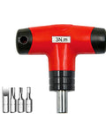 Garosa 3Nm T Handle Torque Wrench With Preset Click Torque Control For Precise Electrical Mechanical Maintenance Tasks Includes Five Durable Hex Bits Ph3 T20 H4 Sl7. Red ergonomic wrench with four hex bits.