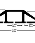 Technical dimensions of 10ft Floor Cord Cover For Home Or Office With 3 Cord Channels Quick Install Cable Protector And Wire Organizer