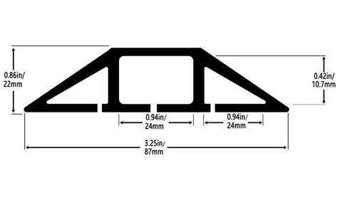 Technical dimensions of 10ft Floor Cord Cover For Home Or Office With 3 Cord Channels Quick Install Cable Protector And Wire Organizer