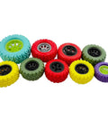 10 Piece Toy Wheel Set With 5 Shafts For RC Cars Trucks And DIY Robots 2mm Shaft By 100mm Length 36mm Rubber Tires In Green Rad