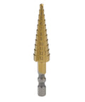 Titanium Coated HSS Step Drill Bit Set 3mm to 13mm in 11 Sizes With Hex Shank For Metal Wood Plastic