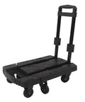 Heavy Duty Folding Hand Truck With Adjustable Handle For Travel And Heavy Loads, Expanded Platform For Bigger Items, 440 Lb Load Capacity, Steel Workhorse Cart For Shopping, Moving, Office, Travel, Easy Fold And Compact Storage, black steel foldable cart