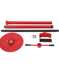 Heavy Duty Under Vehicle Support Stands With One Ton Capacity Featuring No Fuss Height Adjustment And Reinforced Rubber Platform For Rock Solid Garage Repair Sessions parts including red metal base and adjustment components.