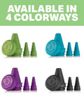 Cleaning Plugs Pro Set With Silicone Stoppers in 4 colors with container for glassware pipes accessories black option shown