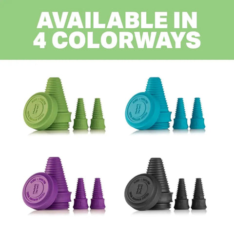 Cleaning Plugs Pro Set With Silicone Stoppers in 4 colors with container for glassware pipes accessories black option shown