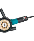 Low Vibration Diamond Cup Wheel 4.5 Inch Turbo Rim 8 Segment attached to handheld grinder tool