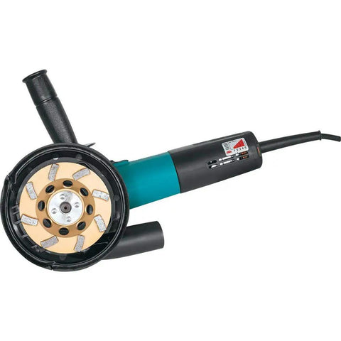 Low Vibration Diamond Cup Wheel 4.5 Inch Turbo Rim 8 Segment attached to handheld grinder tool