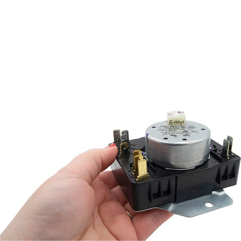Gas Clothes Dryer Timer Replacement 115V 60Hz 3W Model Specific Not Universal Compatible With WPW10185981 AP6016540 held in hand