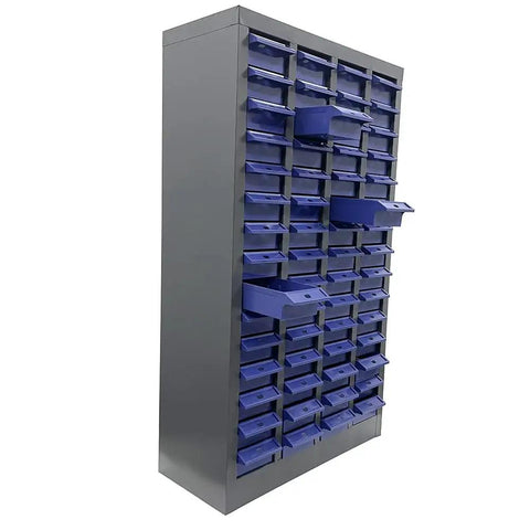 60-Drawer Tool Parts Storage Cabinet Organizer With Steel And Plastic Drawers For Hardware And Craft Projects, Repair Tool Organizer Unit No Door Front, Heavy Duty Workshop Storage, 21 By 9 By 35 Inches