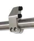 Heavy Duty Sliding Barn Door Hardware Kit Stainless Steel Top Mount Track with close-up of mounting bracket and roller.