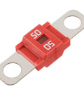 Top Shelf Heavy Duty 50 Amp Midi Fuse Holders And Bolt On High Current Screw Fuses Pack Of Two, red fuse, 50A capacity, with terminals.