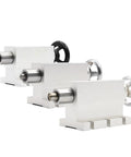 Heavy Duty CNC Tailstock For A Axis And Fourth Axis Rotary Mounts Rock Solid MT2 Taper Workholding For Router Machines shown from front angle with three designs.