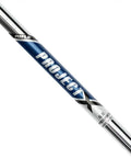 Premium Steel Golf Iron Shafts Five To Pitching Wedge Six Shaft Stiff 6.0 Flex showing sleek chrome design and graphics.