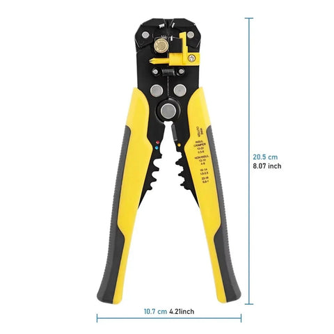 Dope 3 In 1 Adjustable Wire Stripper Cutter Tool Yellow Electric Cable Stripping Pliers, 8.07 inch, features adjustable blade.