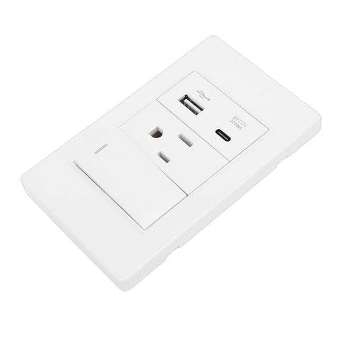 2 Pack Wall Outlet With Usb And Type C Ports, 15 Amp Duplex Receptacle featuring single control switch, white finish.