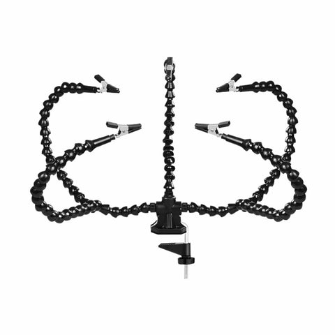 Flexible Arm Third Hand Soldering Stand With Table Clip LED Illumination And Magnifier Handy PCB Holder for workpieces