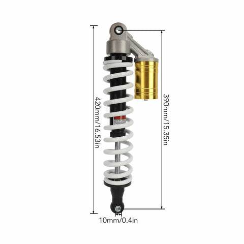 390mm Adjustable Shock Absorber With Damping For ATV Go Kart Motorcycle Universal Fit Beefed Up Heavy Duty Strut Anti Wear Waterproof And Rust Resistant CNC Aluminum Spring