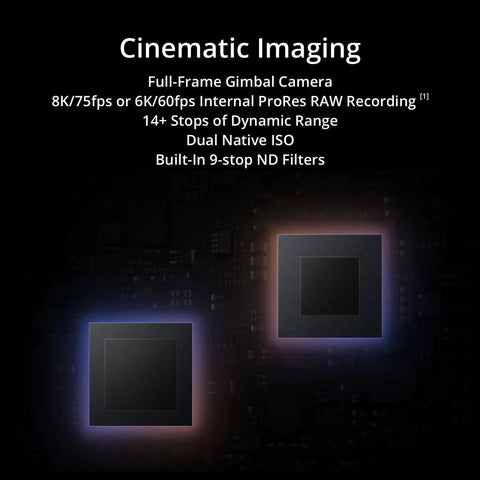 Full-frame sensors of Ronin 4 Axis Cinema Camera 8K Combo Kit With DL PZ 17 To 28mm T3 ASPH Lens glowing with text details.