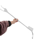 Long Reach Grabber Tool For Seniors 28 Inch Portable Reacher With Non Slip Grip And Stainless Steel Claw Ideal For Kitchen Balcony Home Care Travel in white, held by hand