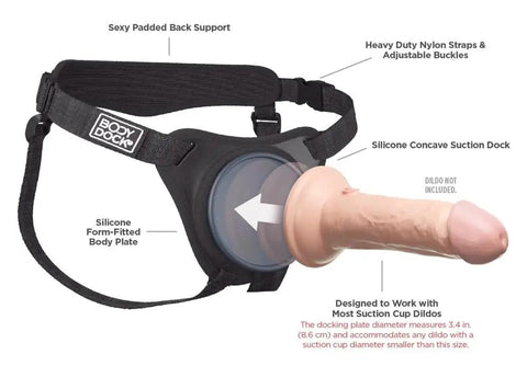 Kickass Adjustable Strap On Harness For Couples Heavy Duty Durable Comfort Fit With Easy Quick Release Buckles And Secure Waist Belt with padded support and silicone dock.