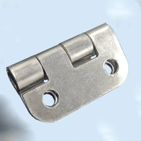 Premium Silver Mini Hinge, Sweetly Sized Cabinet Door Latch For Dollhouses Diy Woodcrafts And Furniture Repairs With Rock Solid Screw Mount Finish, shown from the side.