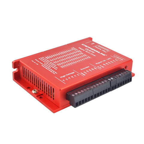 STEPPERONLINE red closed-loop stepper driver with black terminal block for NEMA 17/23/24 motors (front view)