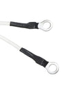 Braking resistor lead wires with ring terminals; two white conductors with black heat-shrink