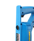 Close-up of Heavy Duty Electric Hydraulic Angle Steel Cutter 1400W Portable Chamfering Machine handle with power button.